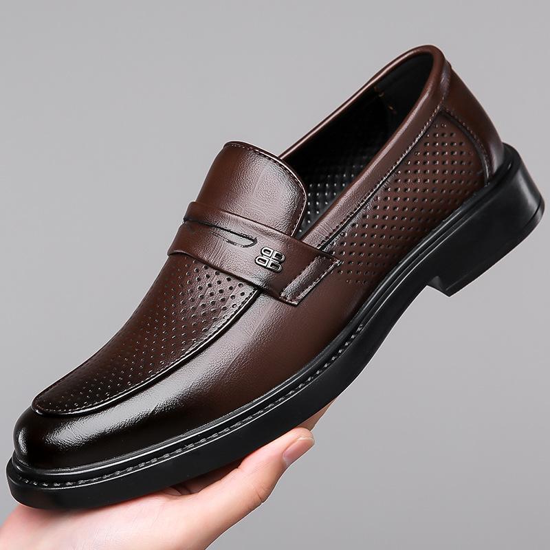 

Мужская кожаная обувь в британском стиле, новые туфли для офиса, формальные туфли без застежек, мужская обувь на плоской подошве для свадебной вечеринки, повседневная деловая обувь 44 коричневый