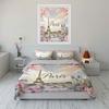 Romantic Paris Eiffel Tower Scenery Duvet Cover Set With 3D Printing Design Soft Polyester Bedding Set All-Season Comfort