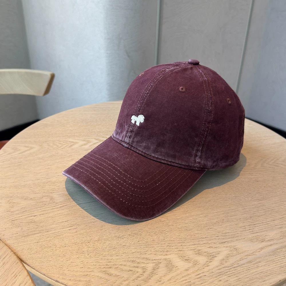 Simple pony embroidery washed baseball cap children wide brim enlarged face small pure cotton sunshade cap men