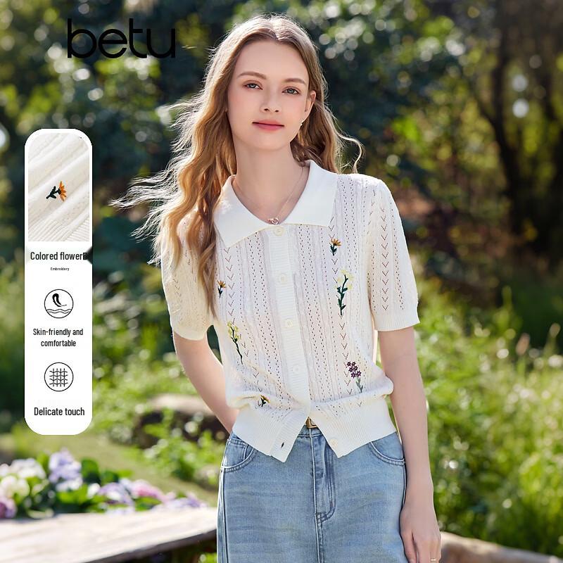 Betu Women s Floral Embroidered Knit Top M