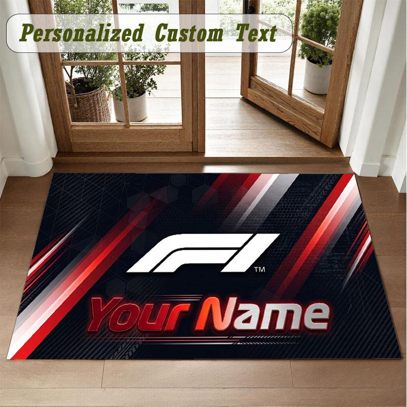 Crystal Velvet Square Rug Custom NameF1 Pattern Non Slip Home Floor Decor Rug