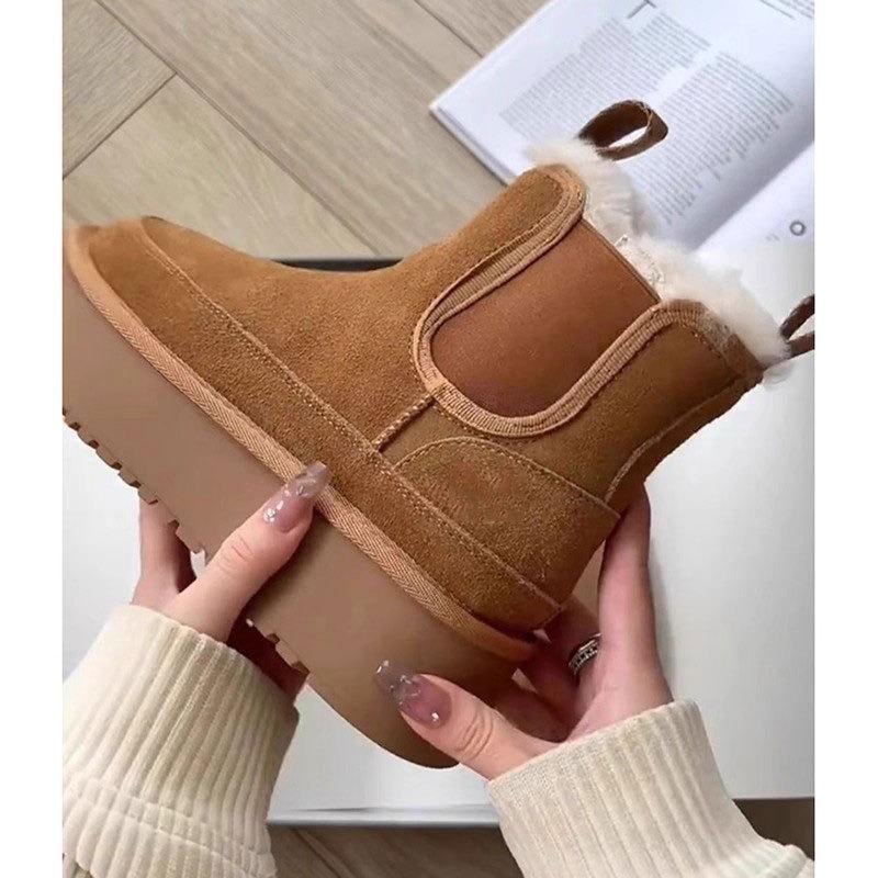 Real Fur Integrated Thick-soled Snow Boots Women's Velvet Martin Boots Short Boots Winter New Thermal Cotton Shoes