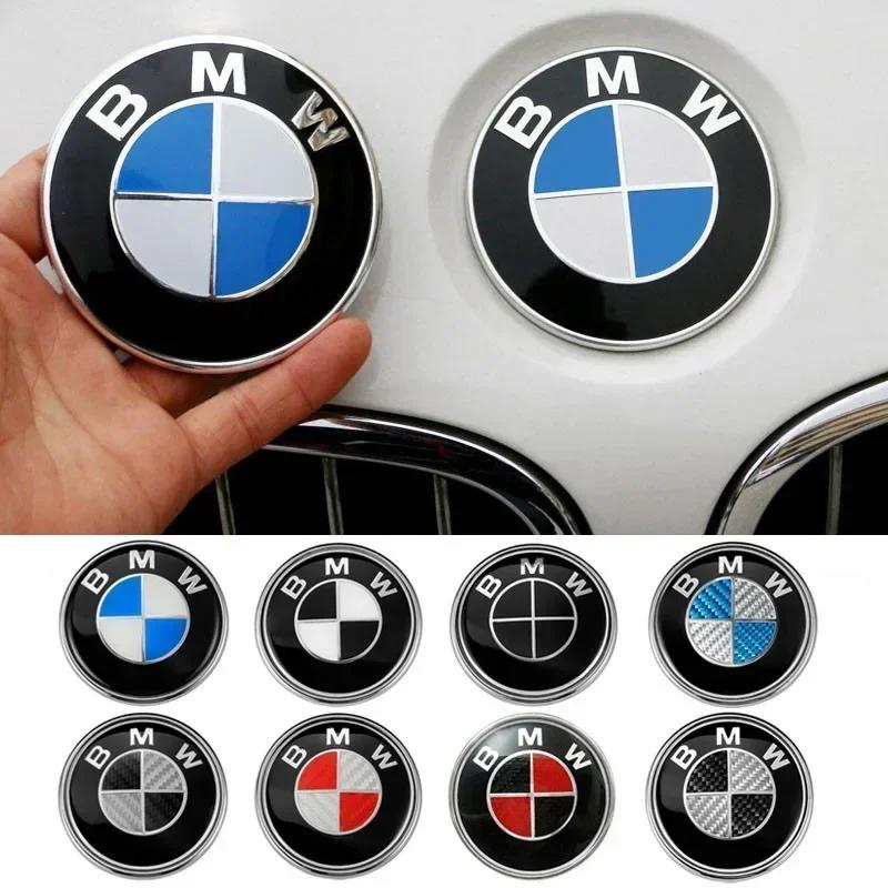 LNRGN1 Car Sticker For BMW E39 E46 E90 E30 E36 E60 G20 E87 E91 E92 1 2 3 4 5 Accessories 2pcs ABS 74mm 82mm Front Hood Logo Rear Trunk