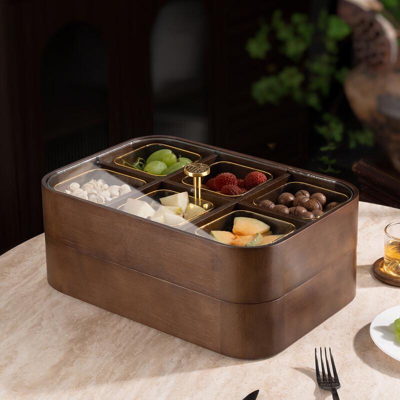 Handon Gold-Rimmed Bamboo Six-Compartment Dried Fruit Box Set