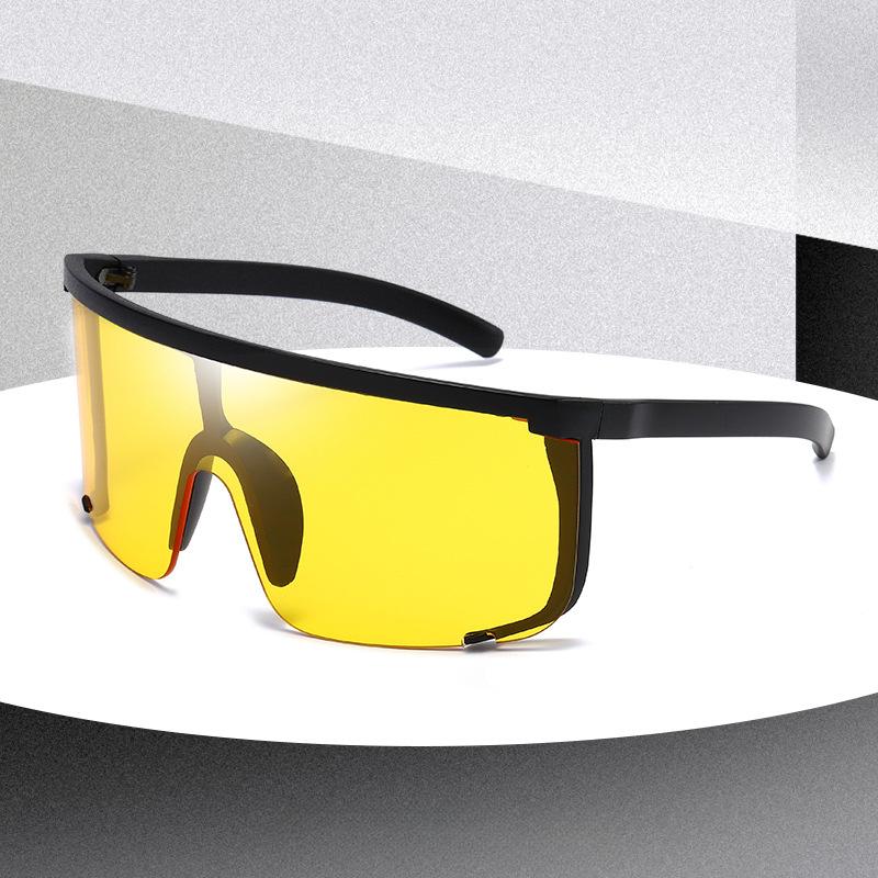 Non-polarized Fashion Integrated Design Large Frame Anti Blue Light Sunglasses Men Women Outdoor Sports Riding Wind Resistant Protection Eyeglasses