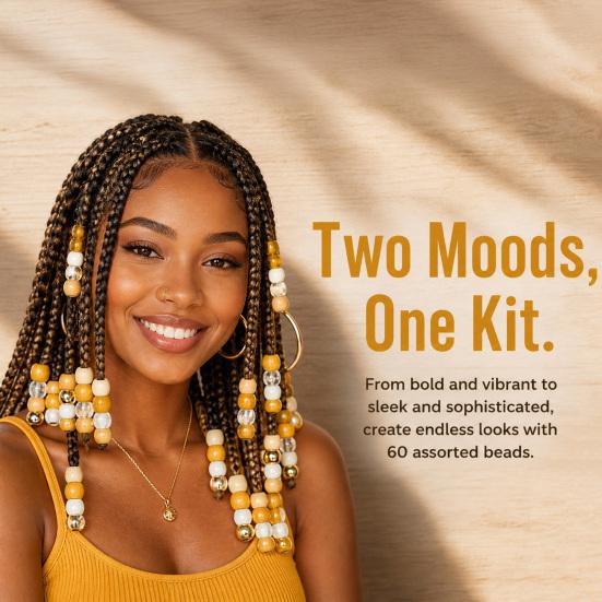DYS 60Pcs Dreadlock Hair Accessories, Large Hole Beads for Thick Braids And Dreadlocks, Multi-Color Imitation Wood Texture Adults Kids