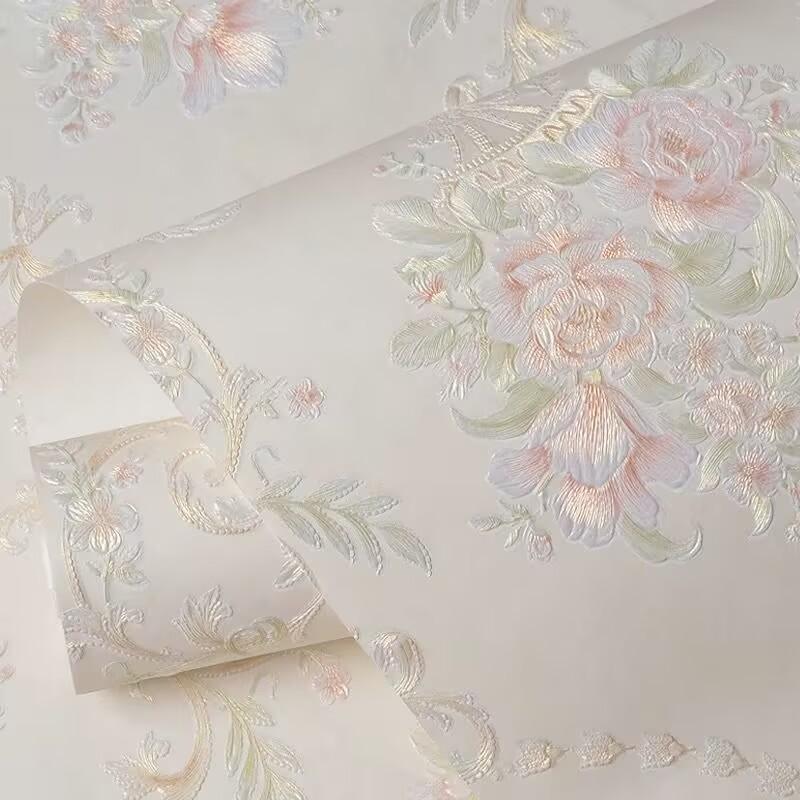 Self-adhesive Wallpaper 3D Three-dimensional European Non-woven Wallpaper Fine Pressure Thickened Bedroom Living Room Background Wall Sticker Warm