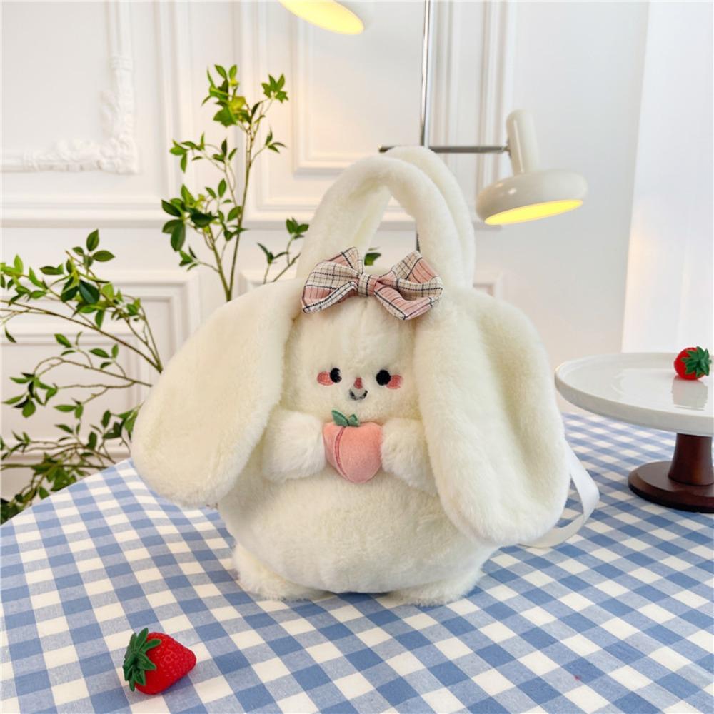Fashion Cartoon Rabbit Shoulder Bag Soft Fluffy Large Capacity Crossbody Bag Lightweight Handbag Women Girl Accessories