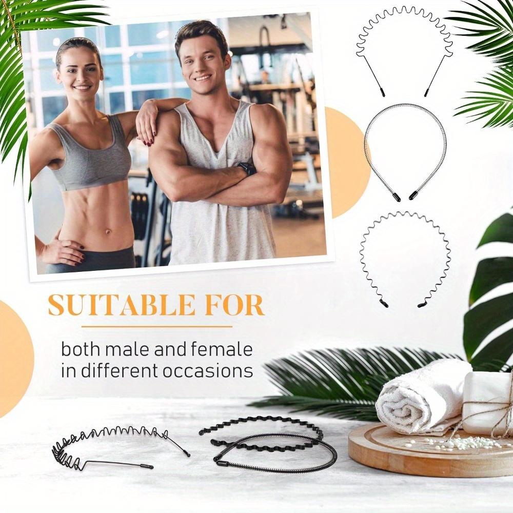 3/6 Stück Unisex-Haarband, Metall-Haarreif, schwarze Feder, rutschfest, für Männer und Frauen, Sport, modische Kopfbedeckung (Frühlingswelle)