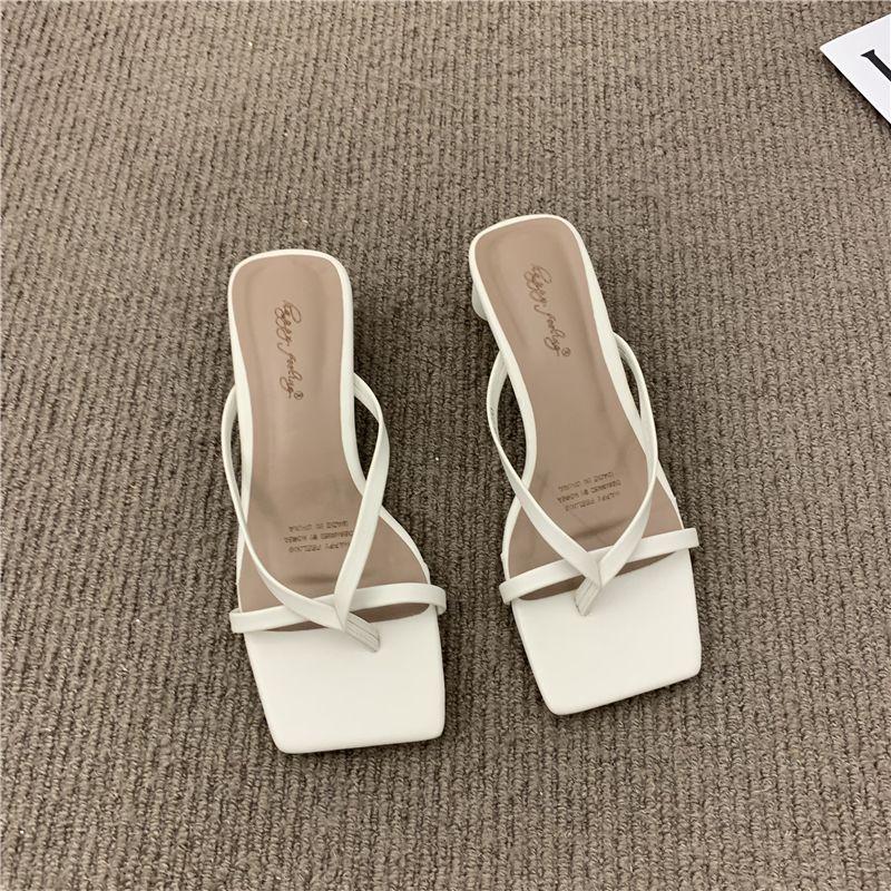 

Летние прохладные тапочки на толстом каблуке и платформе, туфли феи 20255 новые простые на среднем каблуке с юбкой, модные сандалии 40