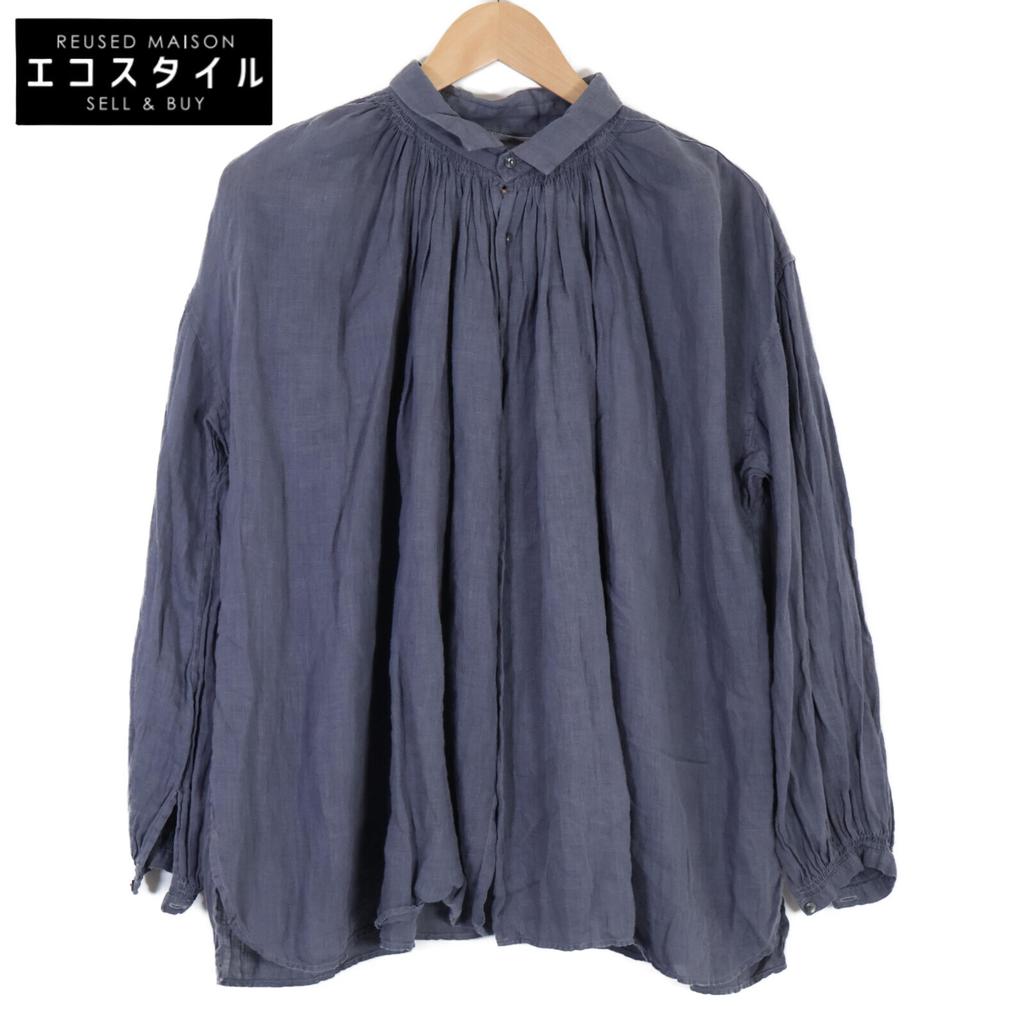 Veritecoeur VC-1658 Gathered Blouse Tops F blueUsed