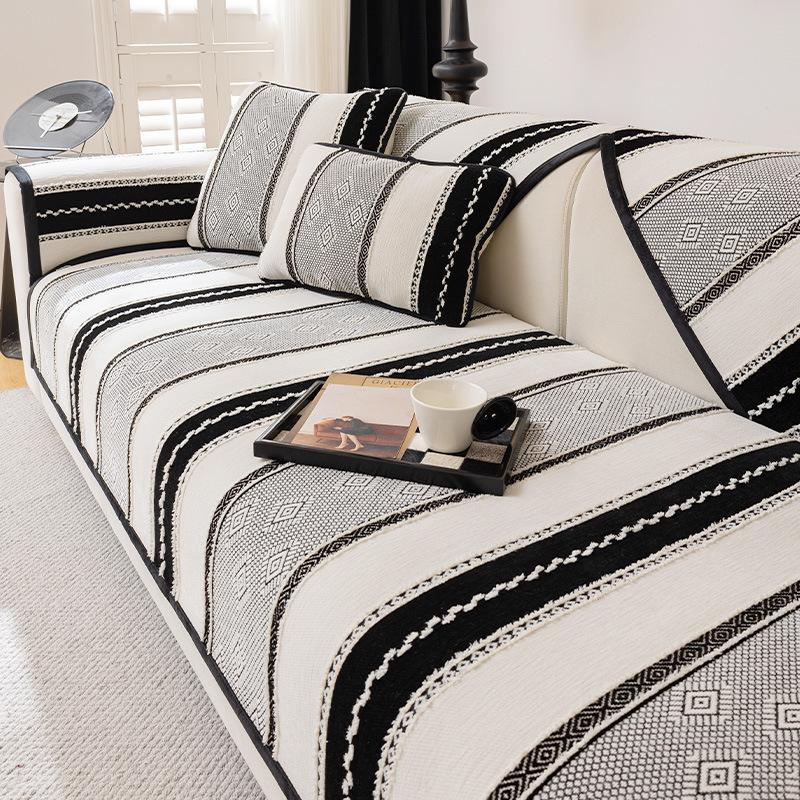 New Genuine Leather Sofa Cover Four Seasons Universal Fixed Anti Slip Cushion Light Luxury Chenille Sofa Cover Cloth Towel