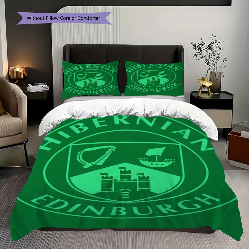 Hibernian Edinburgh Emblema Storico Set da Tre Pezzi (1 * copripiumino + 2 * federa, senza nucleo) Set biancheria da letto 2D Piatto Regalo di Natale Compleanno