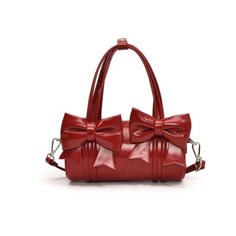 Niche bow underarm bag women's new fashion girl high-end leather crossbody pillow bag
