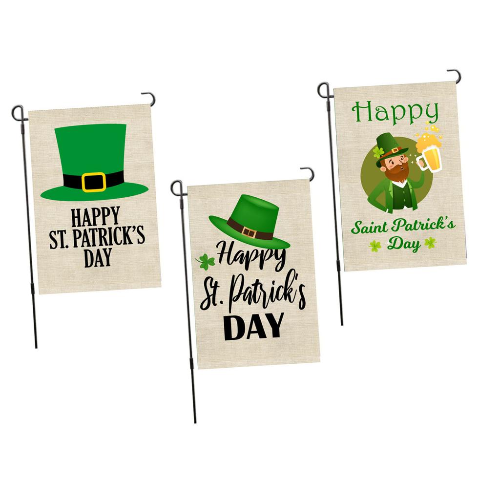 St Patricks Day Flag Double Sided Decorative Fade Resistant Garden Leaf Flag for Lawn Courtyard Part