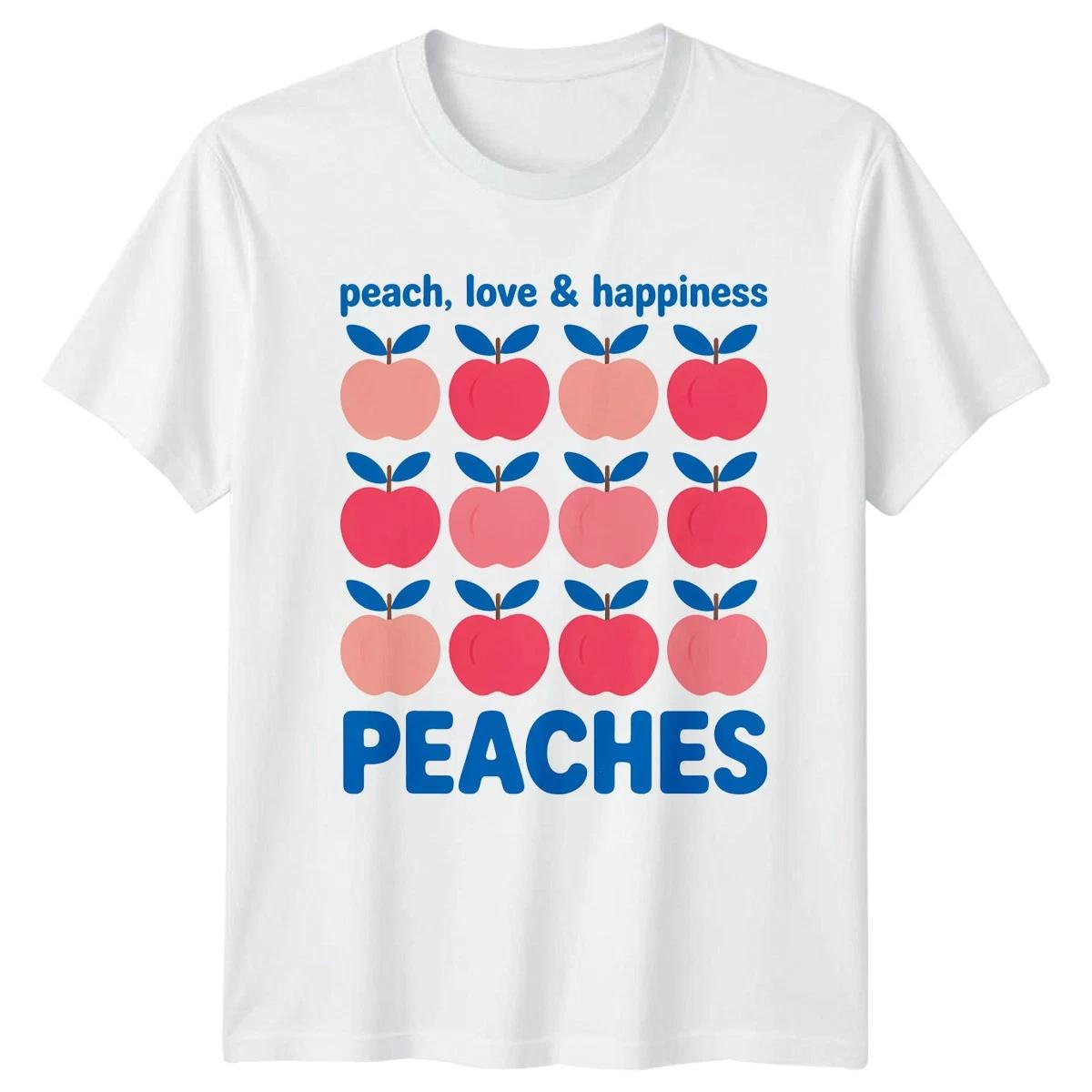 Peach Love & Happiness Peaches Fruit Food Graphic Tee Mens Womens Shirt XXXXL
