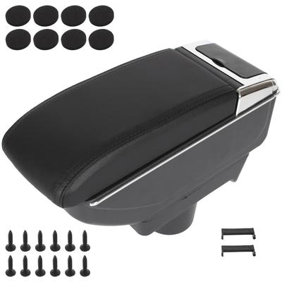 Opel Astra III H 04-14 apoio de braço com compartimento de arrumação COURO ECOLÓGICO PRETO + kit de instalação
