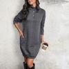 Autumn Long Sleeve Solid Color Sweatshirt Dress