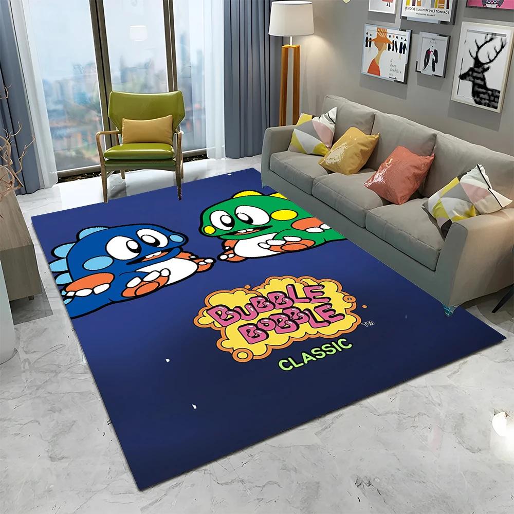 Tappeto Tappetino Decorativo per Casa Soggiorno Camera da Letto Divano Zerbino, Tappeto per Area Giochi Bambini Tappetino Antiscivolo, Gioco Cartoon Bubble Bobble Tappeto per Gamer