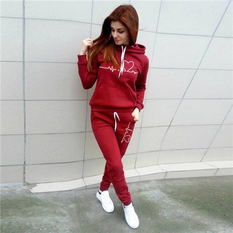 Tuta Maglione da Donna Tuta Sportiva Casual da Donna con Cappuccio Maglione alla Moda in Pile