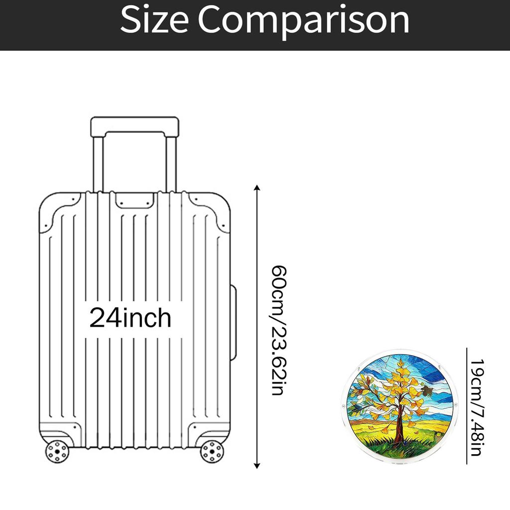 2D Acrylic Puzzle Suncatcher Window Hanging Decor Stained Glass Style Tree Design Round Ornament for Home Office Indoor Outdoor Use