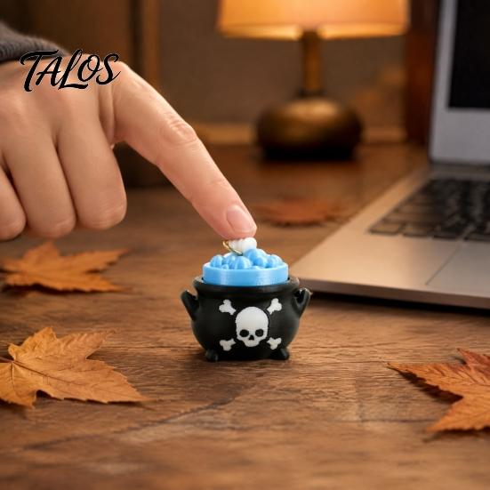 Tactile Decompression Toy for Adults Halloween Fidget Clickers, Cute Mini Black Cat Pumpkin Skeleton Keychain, Quiet Office School 3D Printed Clicker
