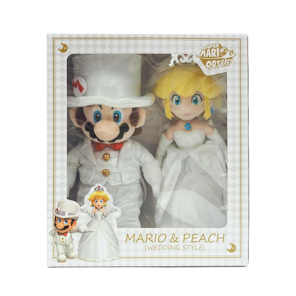 Sanei Boeki Super Mario Odyssey Mario Peach Wedding Set X D18 X H40cm Plush Toy OD04 & W34.5