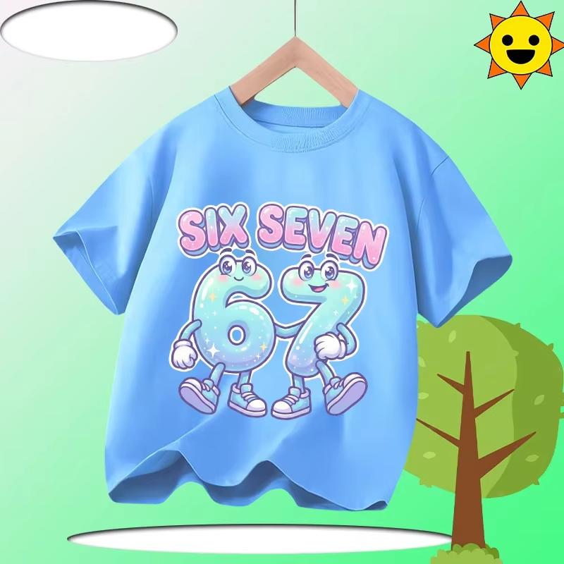 Kids 67 Themed Colorful Print TShirt Soft Cotton Fabric Breathable and Comfortable Ideal for Toddlers and Childrendf0336