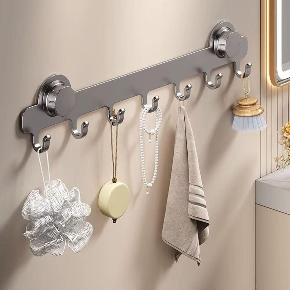 5/6/7/8-Hook Suction Door Cup Hook Strong Load-bearing Hanging Coat Rack Living Room