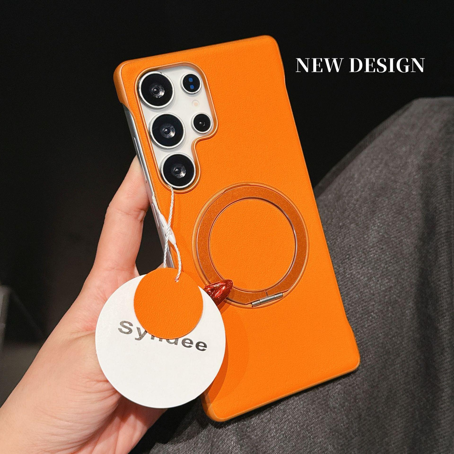 Frameless plain leather bracket Samsung S11Ultra mobile phone case S11Ultra anti-drop matte protective case samsung s25ultra оранжевый