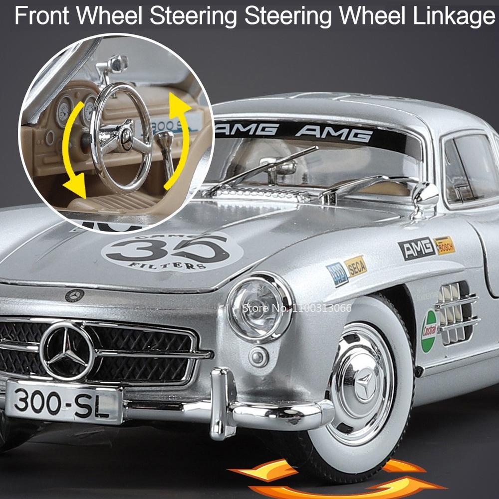 1:24 Alloy Diecast 300SL Cars Models Toys 4 Doors Opened Vintage Car Wheel Pull Back Vehicle Toy for Boys Adult Collection Gifts