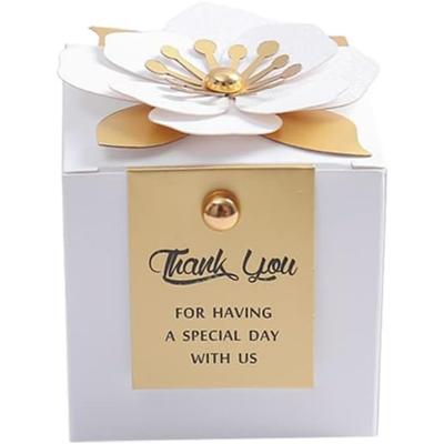 20PCS White Flower Party Favor Boxes Series Square Stylish Design Candy Favors for Guests Gift Boxes Perfect for Wedding Birthday Party Decoration