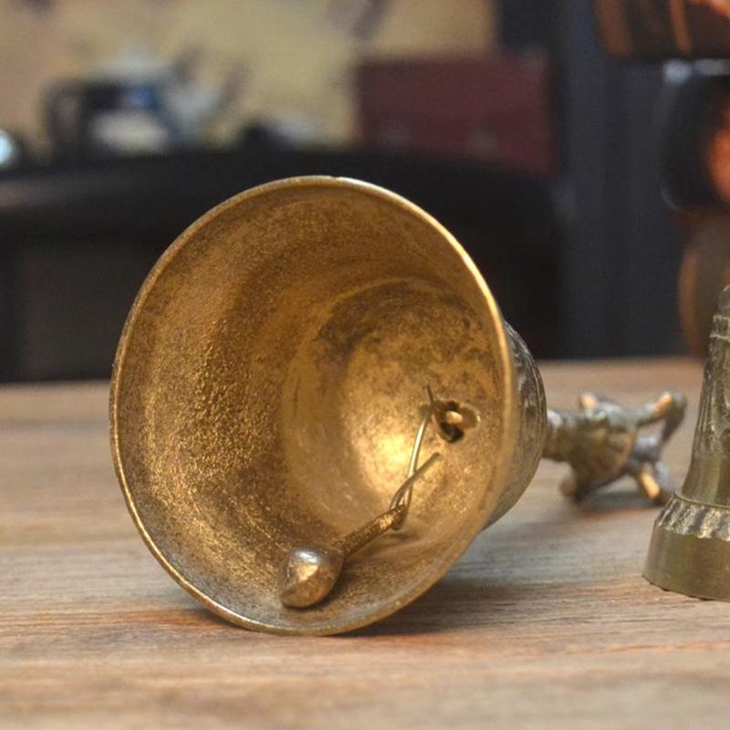 Brass Bells Retro Wind Chimes Tibetan Meditation Hand Bell Sound Healing Buddhist Decoration Children'S Percussion Instruments