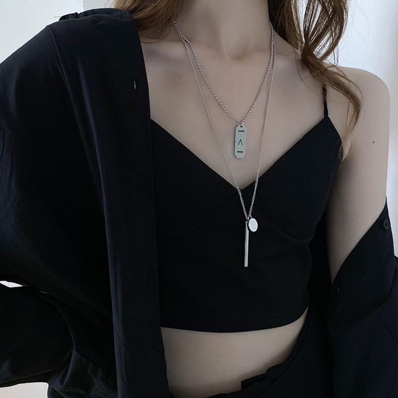 Women's Light Luxury Washable Titanium Steel Hip Hop Clavicle Necklace - Trendy Cold Style Sweater Chain Accessories