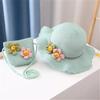 New 2 pcs Summertime Cute Children Straw Hat and Shoulder Bag Girls Outdoor Beach Cap Cute Bow Travel Beach Sun HatCrossbody Bag