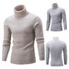 Casual Men Autumn Solid Color Turtle Neck Ribbed Twist Sweater Bottoming Shirt