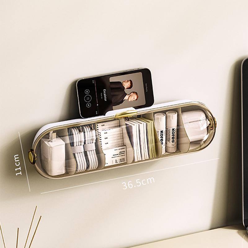 

6-grid Wall-mounted Transparent Storage Box Data Line Storage Container Sock Organizer Electronics Storage Boxes for Office Home