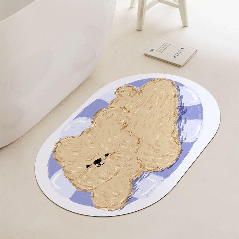 Cartoon Dog Quick Drying Absorbent Non-slip Mat Floor Mat Bathroom Household Toilet Door Mat Rental House Decorative Foot Mat