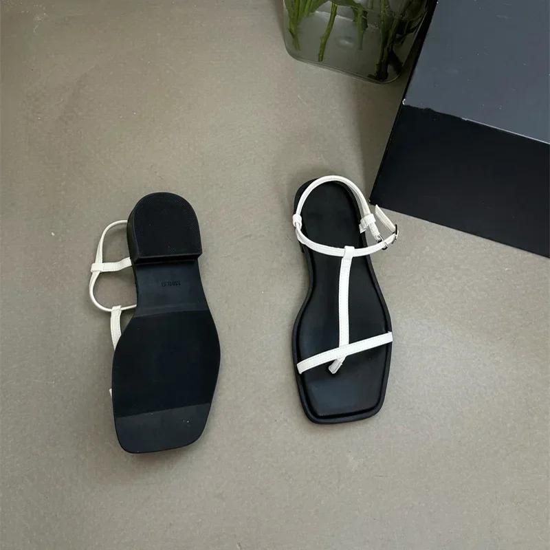 2025 New Gladiator Women Sandals Fashion Clip Toe Flats Ladies Outdoor Beach Vacation Sandal Summer Women's Shoes