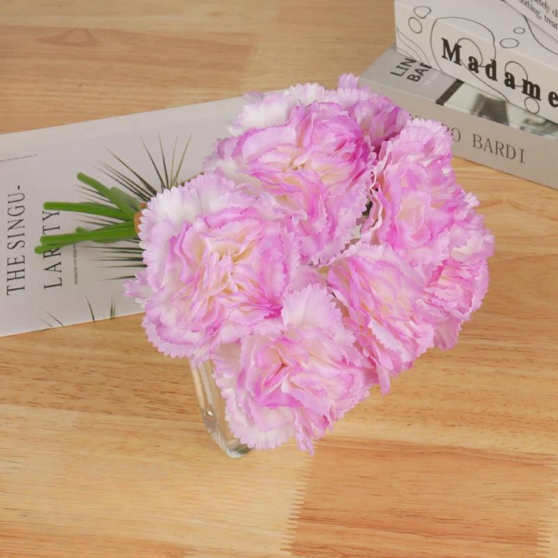 Festive Party Decorative Simulation Flowers Silk Carnations Wedding Decoration Fake Flower Artificial Pink Carnations Bouquet