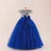 Girls' Embroidered Princess Puff Sleeve Party Dress with Bowknot