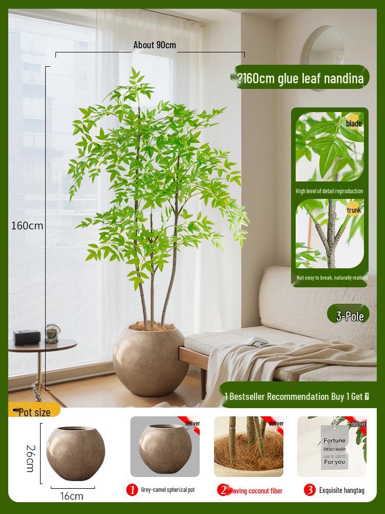 Nandina Bionics Artificial Tree: Elegant Indoor Decor, Large Potted Floor Plant