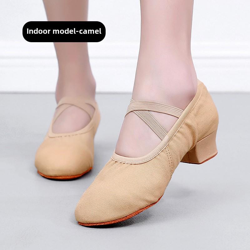 

Женские черные нескользящие танцевальные туфли для балета и кадриля, каблуки средней высоты 38