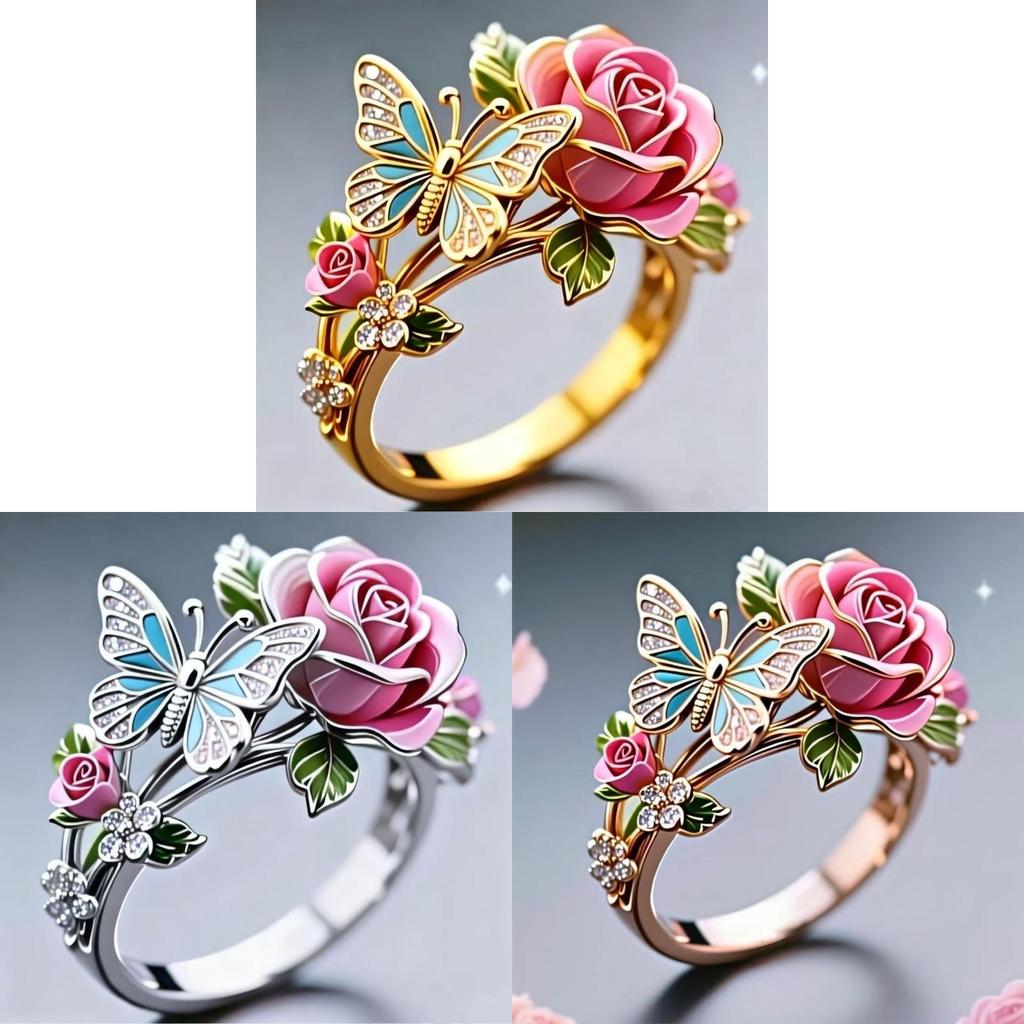 Chinese Style Butterfly Open Ring With Alloy Material For Womens Fashion Jewelry