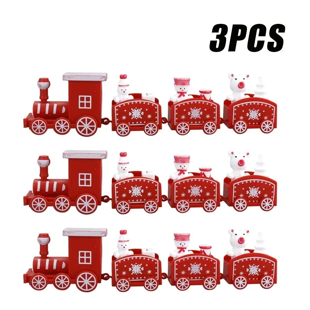 1-10PCS Small Christmas Train Decoration Cute Mini Ornament for Holiday Cake Topper Party Display and Festive Children Gift