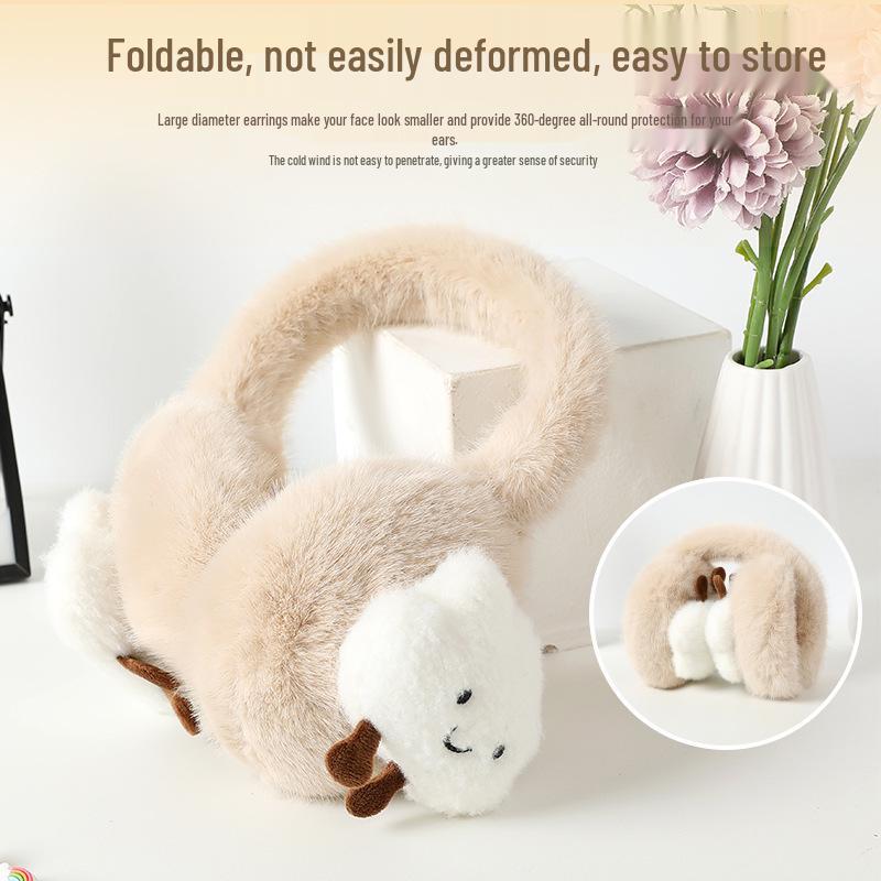 Winter Foldable Plush Cartoon Cloud Earmuffs - Outdoor Cycling Warm Ear Covers for Students