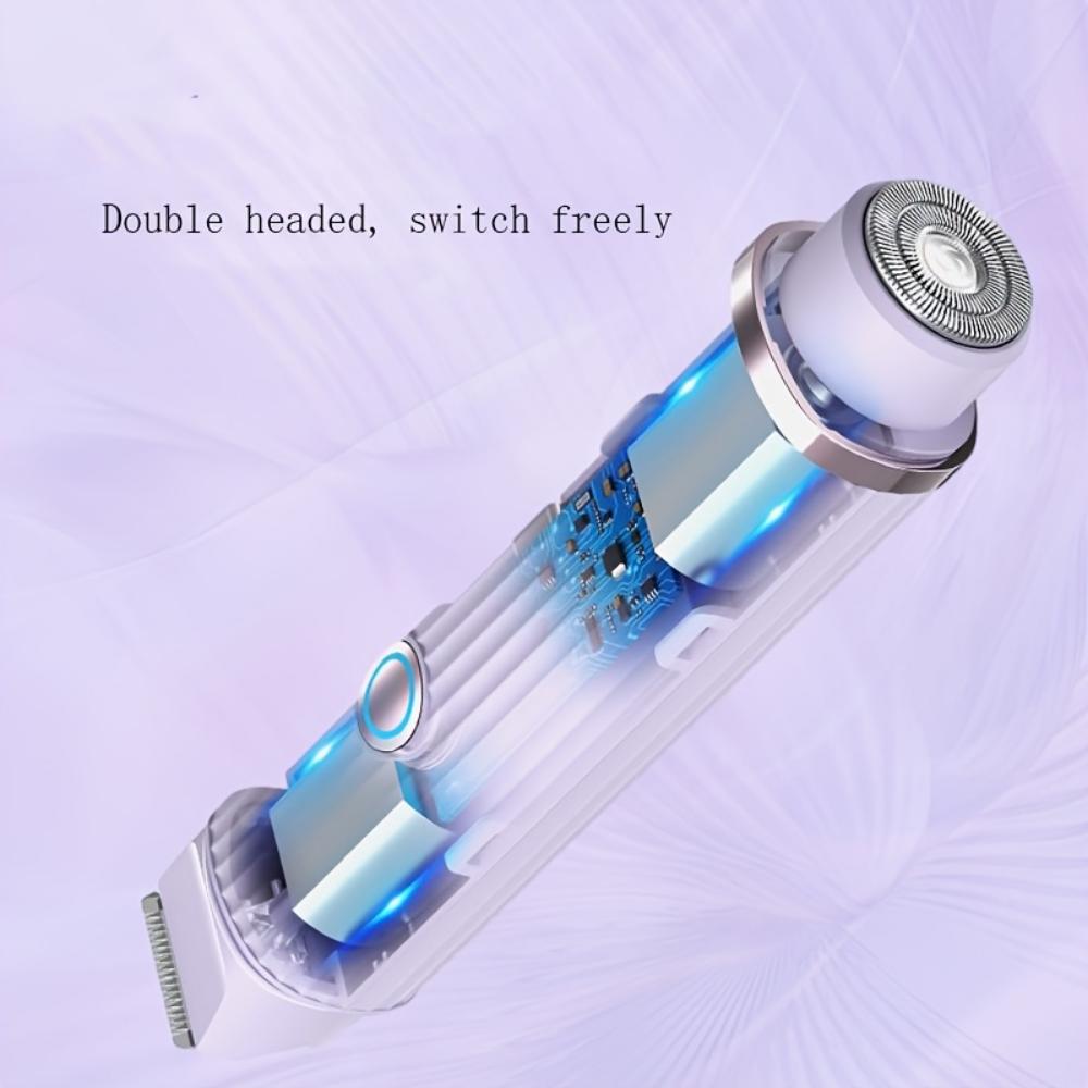 Double Head 2-in-1 Electric Shave for Women - Wet and Dry Hair Remover for Pubic Hair, Eyebrows, Face, Legs and Underarms