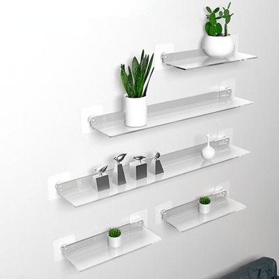 Bathroom Wall Rack Acrylic No Drilling Toilet Transparent Shelf Hanging Partition No Perforated Holder Kitchen Shelves