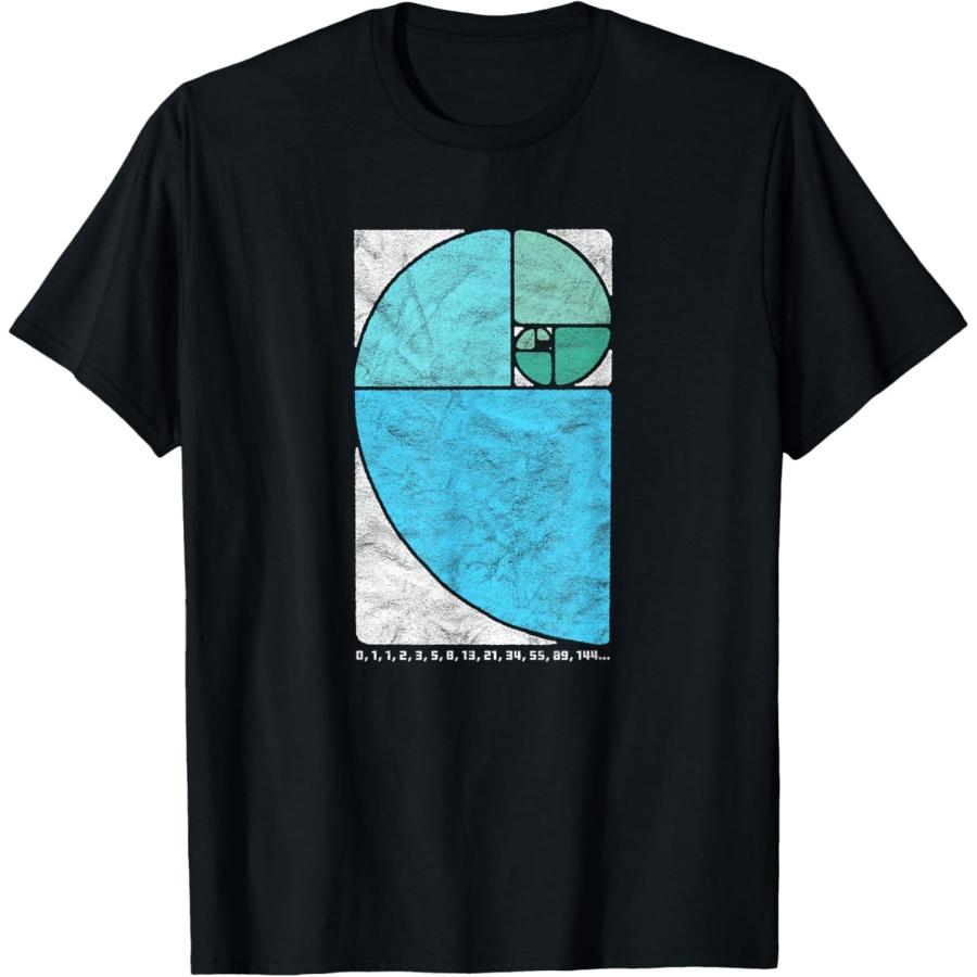 

Vintage Fibonacci Sequence Golden Ratio Spiral Numbers T-Shirt S