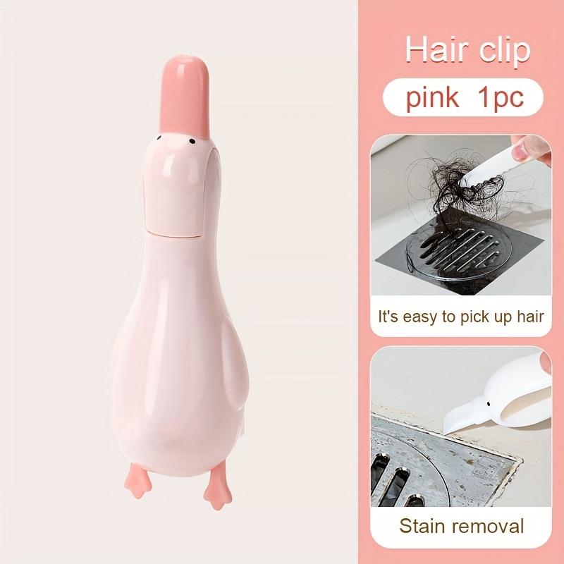

1 Piece, Cute Duck Bathroom Hair Clip Multifunctional Broom Cleaning Clip, Kitchen and Bathroom Sink Hair Cleaning Tool розовый